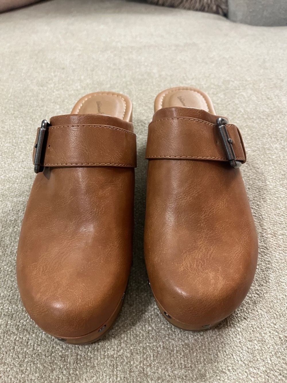 Universal Thread Brown Leather Buckle Clog Mules - Picture 10 of 11